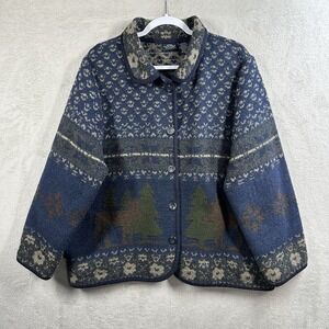 VTG Sonoma Jean Co Wool Blend Blanket Jacket Sz CL Cabincore Woods Rustic Moose